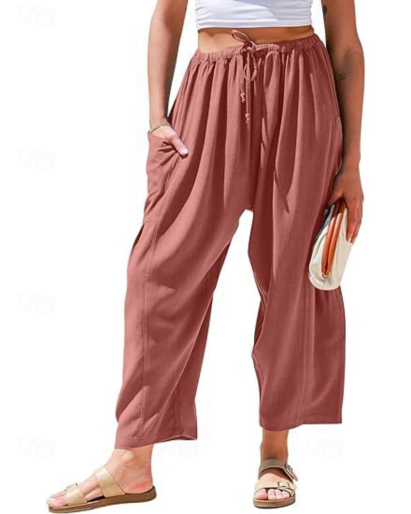 Per donna Gamba larga Chinos Streetwear Casual Lunghezza intera Vita media Semplice Coulisse Tasca Confortevole Micro-elastico All'aperto Vacanza Streetwear Rosso scuro azzurro cielo Nero Bianco del 2025 a $24.99 –P8
