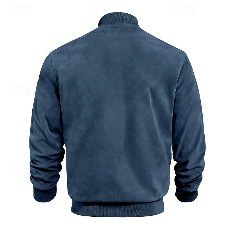 Herren Imitat-Lederjacke Freizeitjacke Urlaub Täglich Warm Tasche Herbst Winter Einfach Mode Klassisch Stehkragen Regulär Schwarz Marineblau Meeresblau Braun Armeegrün Jacken 2025 - $27.99 –P17