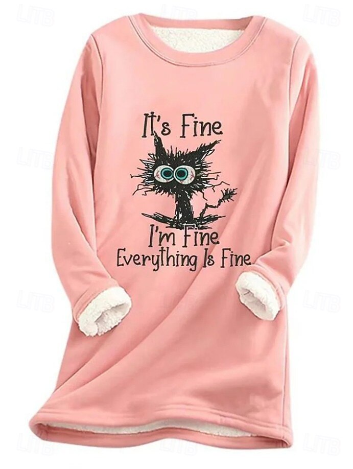 Per donna Felpa Pullover Grafico Lettera Caldo Casual Morbido Manica Lunga Girocollo Top lunghi Casuale Streetwear Blu Rosa chiaro Nero Grigio Primavera Autunno Inverno del 2026 a $27.99 –P3