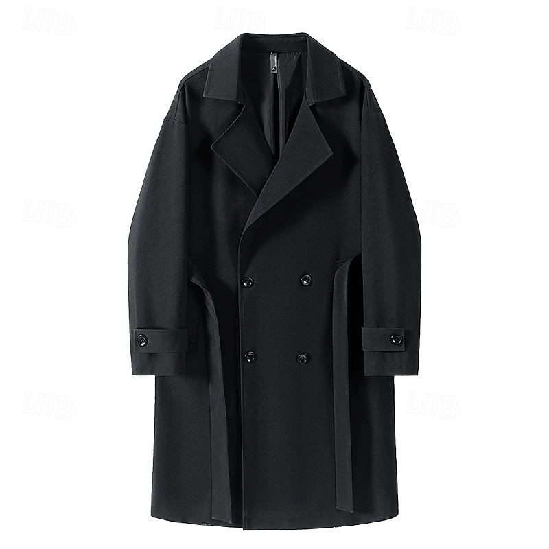 Per uomo Cappotto Trench Trench lungo Vacanza Quotidiano Primavera Autunno Poliestere Antivento Capispalla Abbigliamento Moda Classico Semplice Tasca Bavero Doppiopetto del 2026 a $68.99 –P8