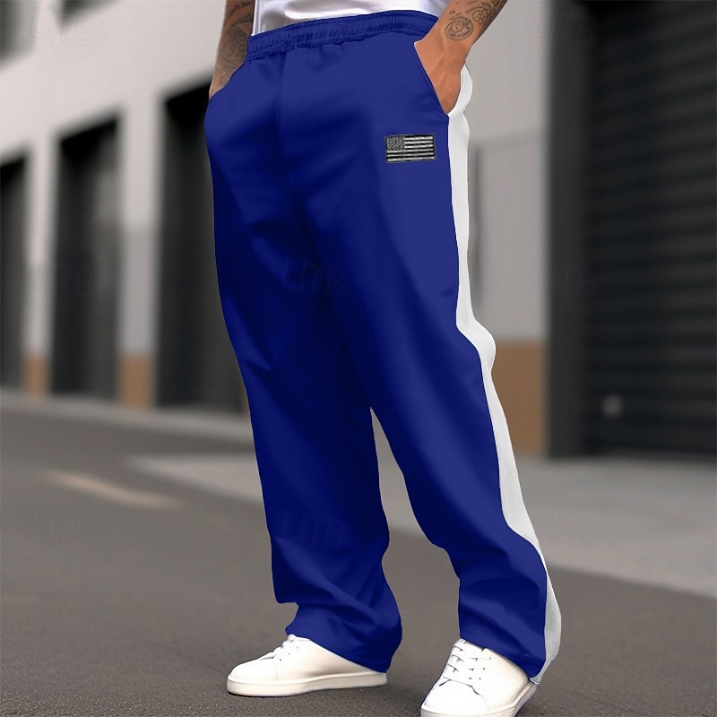 Herren Jogginghose Jogginghose mit weitem Bein Hose Freizeithose Elastischer Bund Gerader Schnitt Farbblock Nationalflagge Atmungsaktiv Volle Länge Outdoor Lässig Täglich Mode Streetwear Schwarz 2025 - $18.99 –P5