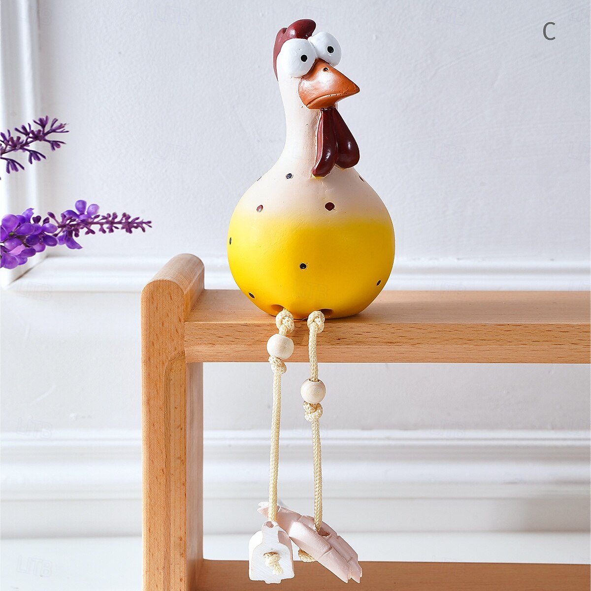 Søt og morsom storøyd kyllingfigur med lange bein – kreativ hagehengende kylling- og kalkunskulptur, miniatyrkunstpynt for hjem og utendørs hagedekor 2025 - $9.99 –P4