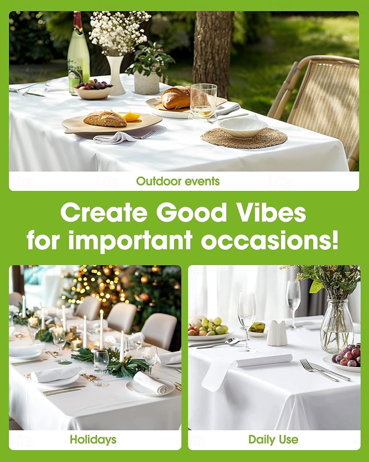 Paquete de 10 manteles desechables de plástico de 54 x 108 pulgadas para fiestas, picnics y bodas, decorativos, rectangulares, con cubierta de plástico blanca, a prueba de fugas. & robusto 2026 - $19.99 –P5