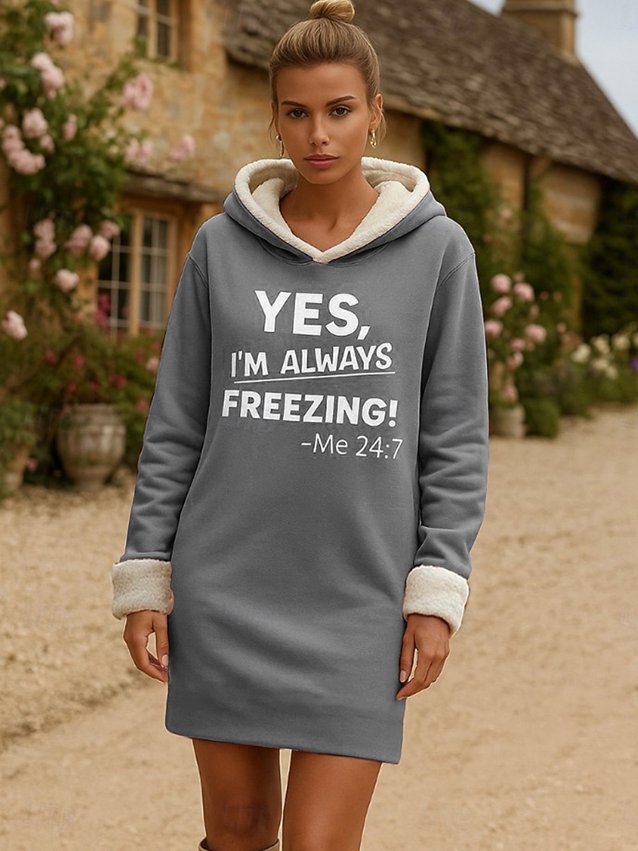 Damen Minikleid Shiftkleid Lässig Urlaub Heim Neujahr Lässiger Schnitt Grafik Buchstabe Langarm Mit Kapuze Schwarz Rosa Rote Herbst Winter 2025 - $27.99 –P7