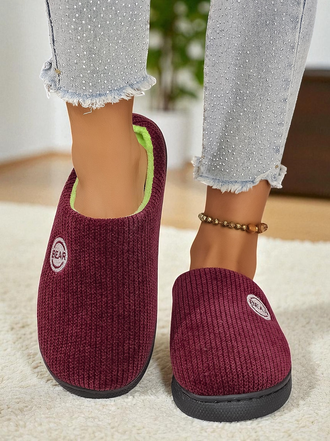 Papuci de casă casual din pluș pentru femei – pantofi de casă călduroși cu căptușeală din fleece pentru confortul casei pe timp de iarnă 2025 - $14.99 –P2