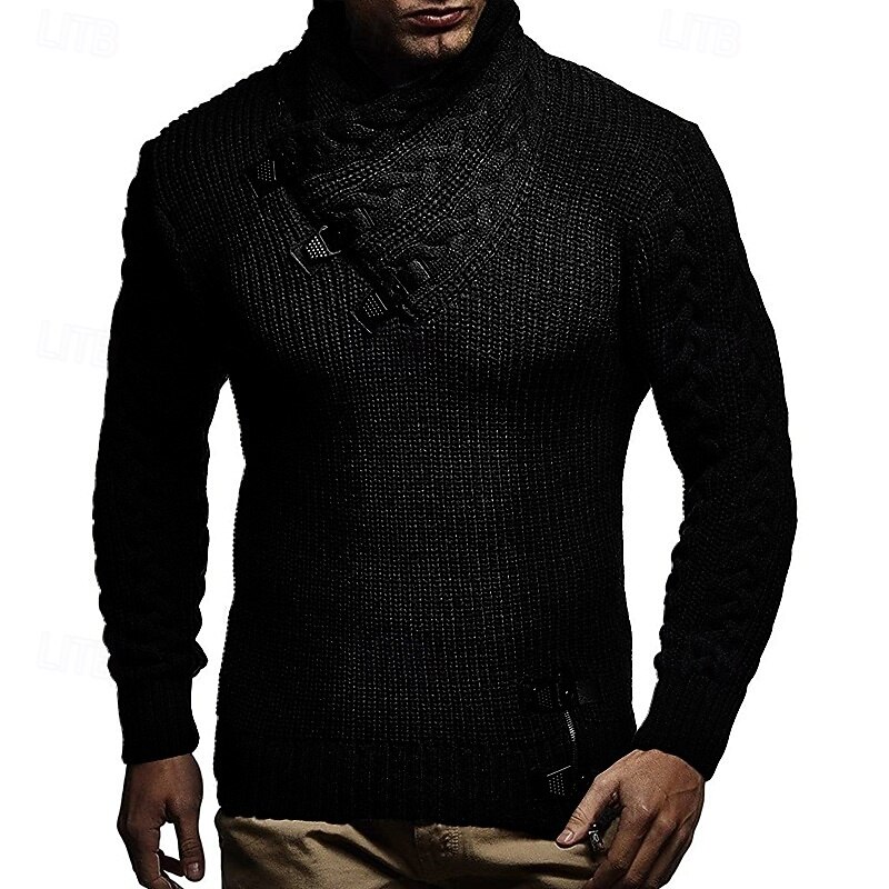 Homens Suéter Pulôver suéter Estriado Cabo Tricotar Tops regulares Tricotado Corte Justo Tecido Gola Redonda Roupa de Malha Moderna Casual Roupa Diária Roupa Outono Inverno Preto Marron M L XL de 2025 por $41.99 –P5