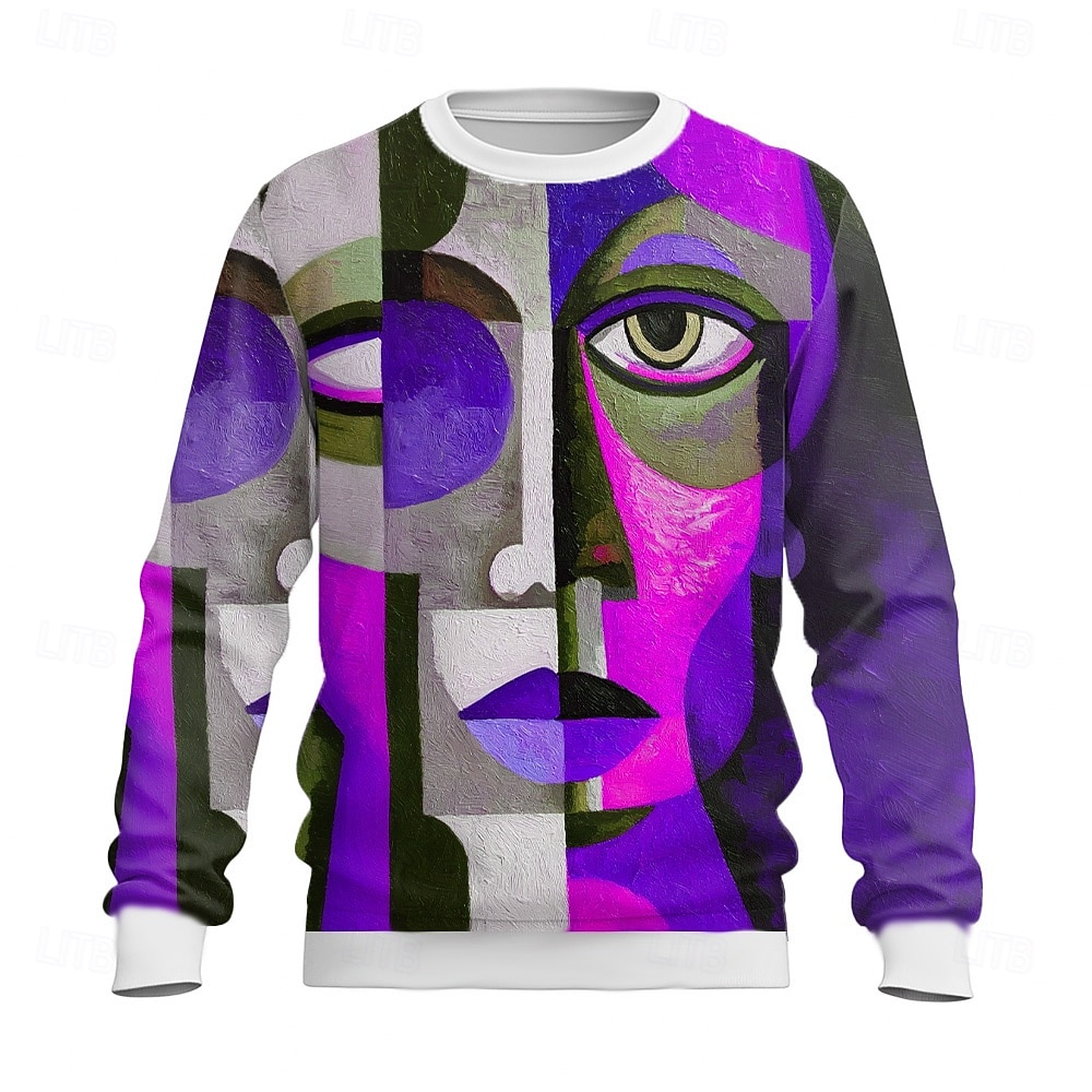 Męskie Abstrakcja Bluzy Codzienny Długi rękaw Półgolf Urlop Impreza Prezent Żółty Czerwony Fioletowy Wycięcie pod szyją 3D Na każdy sezon Projektant S M L XL XXL XXXL 2026 - $28.99 –P4