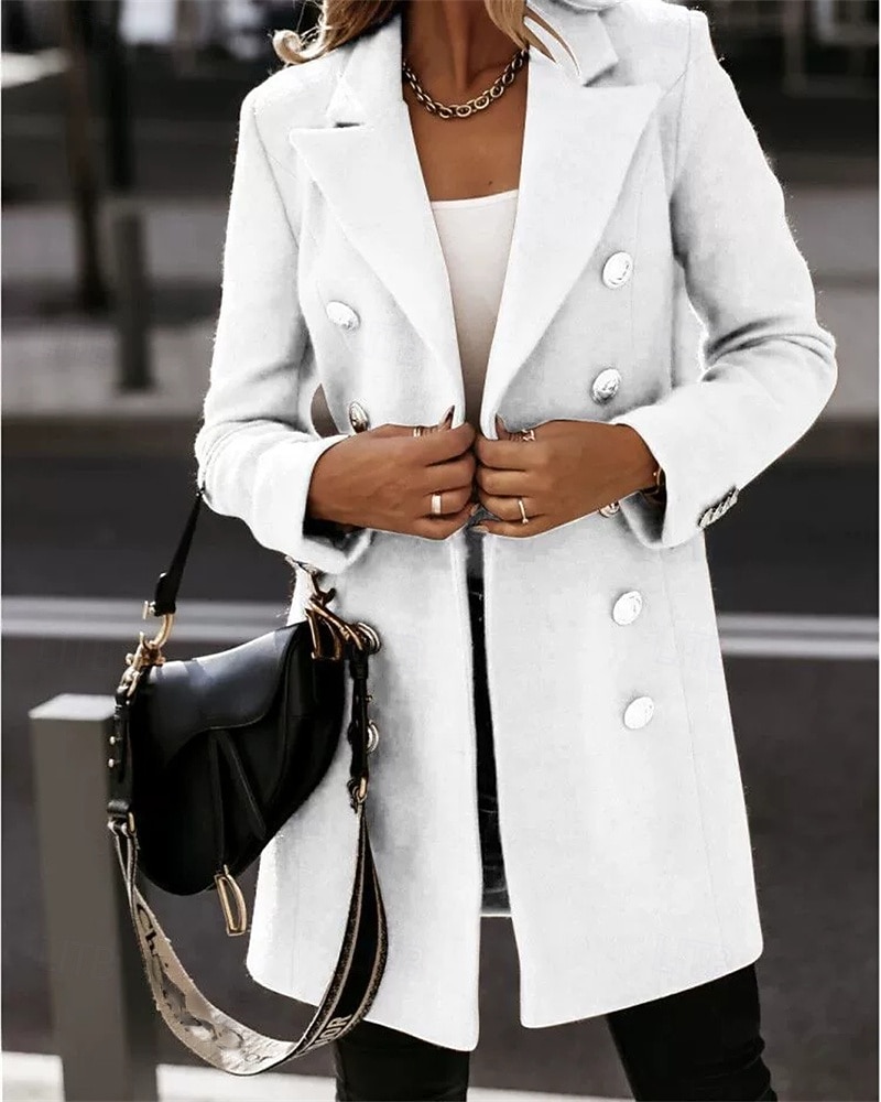 Damen Freizeitjacke Warm Bequem Tasche Knöpfe Mode Outdoor Einfach Ausgehen Wochenende Einreihig Regulär Revers Normale Passform Langarm Oberbekleidung Schwarz Weiß Khaki Herbst Winter 2025 - $25.99 –P3