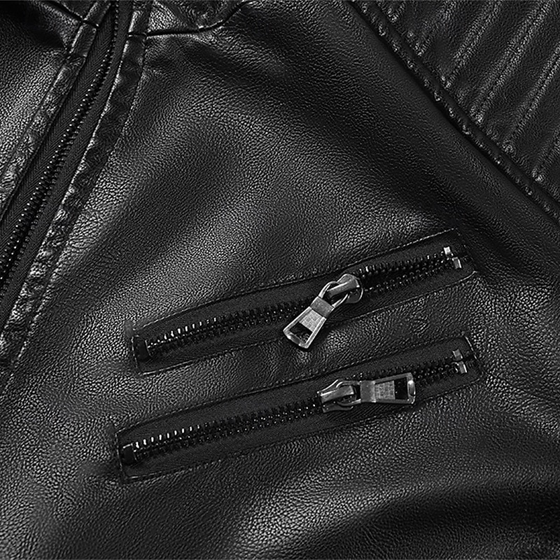 Herr Imitationsläderjacka Bikerjacka Motorcykeljacka Semester Dagligen Vindtät Håller värmen Ficka Höst Vinter Slät Mode Klassisk Hög krage Normal Svart Brun Jacka 2025 - $57.99 –P10