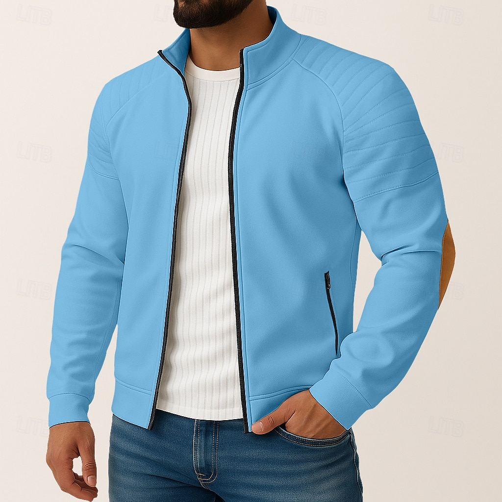 Herren Outdoorjacke Hemdjacke Formell Heim Tasche Minimalistisch Frühling Herbst Einfarbig Aktiv Neutral Hemdkragen Regulär Schwarz Weiß Marineblau Blau Jacken 2026 - $33.99 –P3