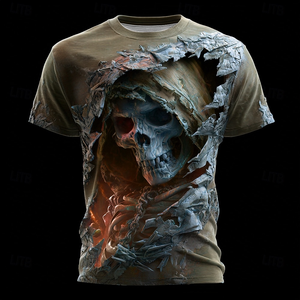 Voor heren 3D Print Magere Hein 3D T-shirt Korte mouw T-shirt 3D-afdrukken Strakke ronde hals Overhemd overdreven Ontwerper Verschrikking Club Feest Straat blauw Paars Oranje Zomer Lente Alle 2026 - $22.99 –P2
