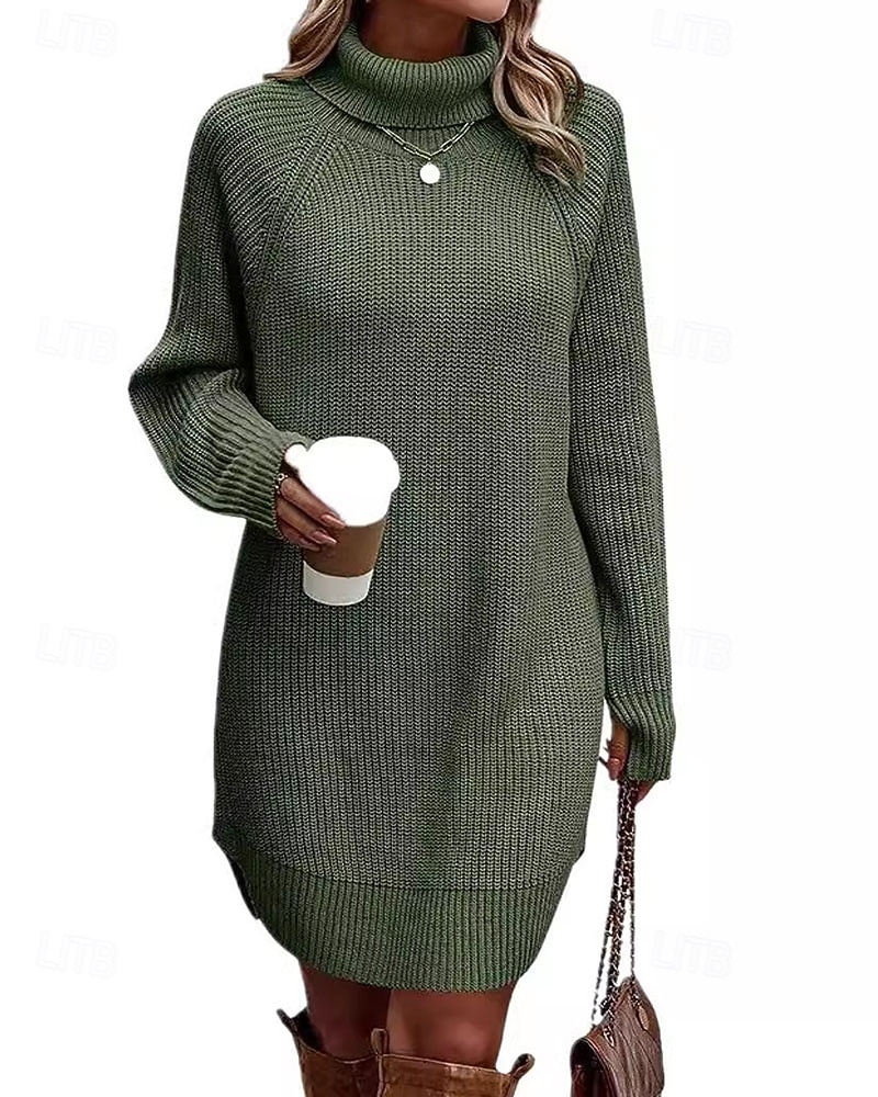 Femmes Mini Robe Robe Pull Mode Moderne Quotidien Fête Sortir Coupe régulière Uni manche longue Col roulé Noir Blanche Vert Véronèse Fuchsia Automne Hiver de 2025 ? $39.99 –P9