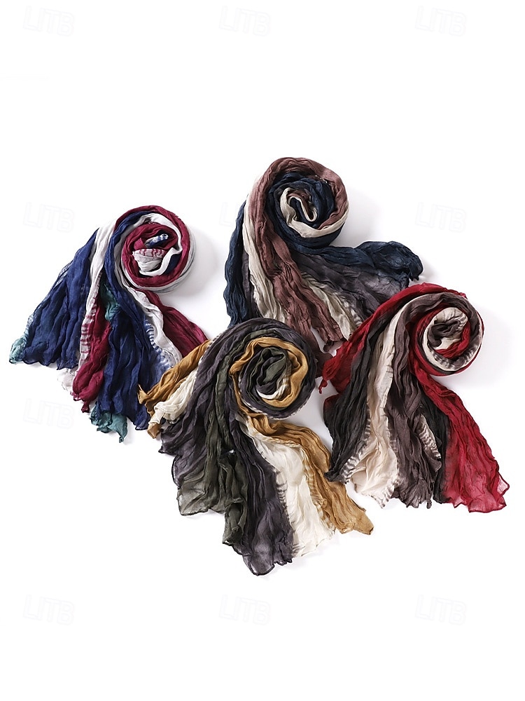 sciarpa plissettata multicolore da uomo: morbida ed elegante, perfetta per la moda invernale e come regalo di Natale del 2025 a $11.99 –P4