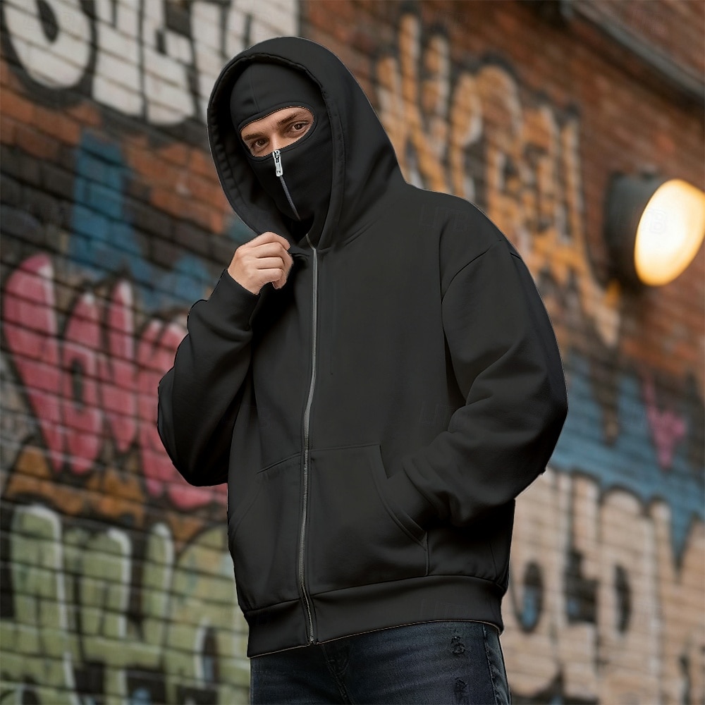 Męskie Rozpinana bluza z kapturem Bluza z zamkiem Bluza z zamkiem błyskawicznym Biały Kaptur Równina Multi Pocket Kieszenie na zamek Codzienny Sport i turystyka Święto Poliester Moda miejska Codzienny 2026 - $25.99 –P4