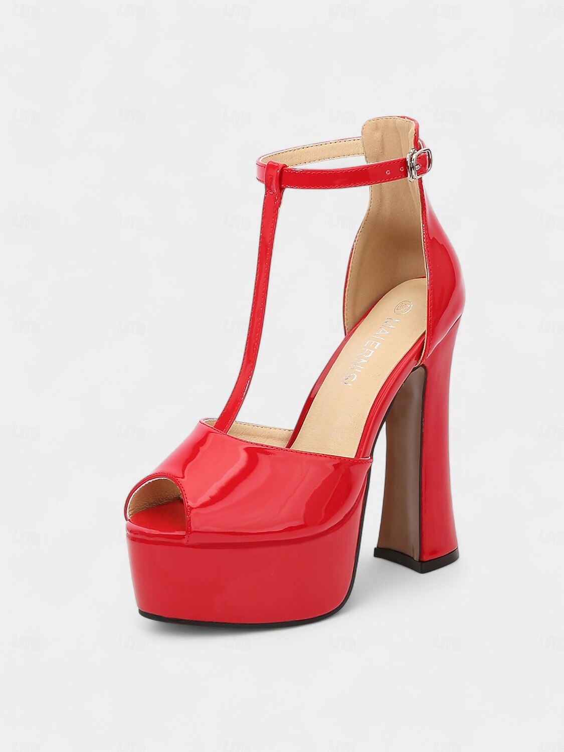 FamMe Scarpe Da Donna Con Plateau Alto E Grosso, Punta Chiusa, Mary Jane, Tacco Largo, Punta - Foto 7