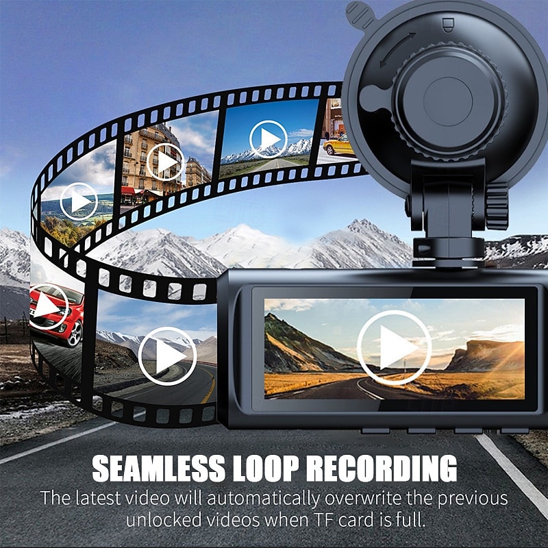 HD 4K three-way dash cam for front inside and rear of the vehicle 3-inch IPS screen with WiFi night vision wide-angle car DVR. 2025 - $89.99 –P10