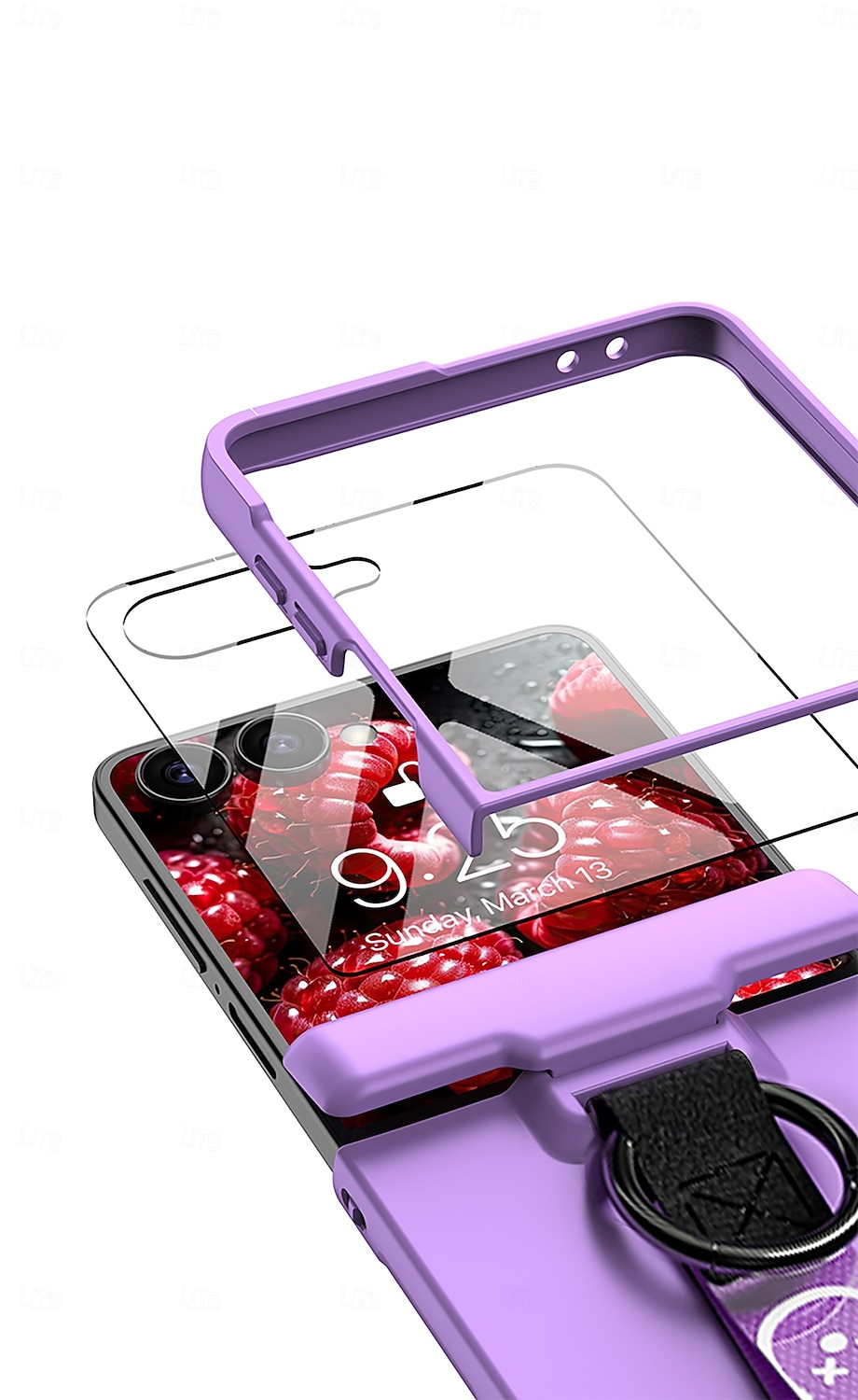 telefone Capinha Para Samsung Galaxy Z Flip 7 Z Virar 6 Z Flip 5 Capa traseira e protetor de tela Suporte para carregamento sem fio com pulseira Retro PC de 2025 por $24.99 –P8