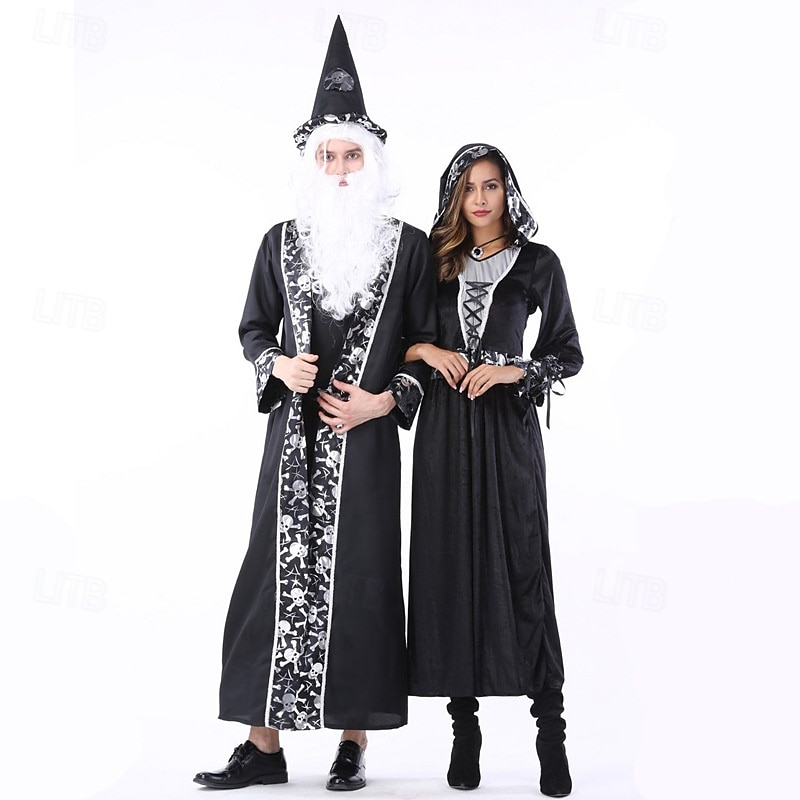 Čerodějnice Čaroděj předvečer Všech svatých Šaty Fancy kostým Kostýmy pro páry cosplay Dospělé Dámské předvečer Všech svatých Karneval Výkon Párty Jednoduché Halloweenské kostýmy Oblékněte se 2025 - $44.99 –P6
