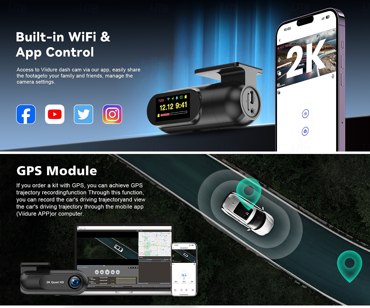 V40 1440P Boot automatic recording Car DVR 120 Degree Wide Angle CMOS 2 inch IPS Dash Cam with Night Vision / Loop recording / Loop-cycle Recording No Car Recorder 2025 - $42.99 –P3