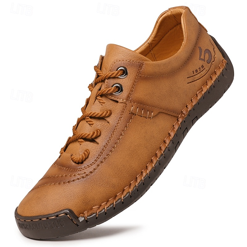 Men's Brown Lace-Up Casual Shoes with Stitched Detailing, Comfortable Design for Daily Wear, Outdoor Adventures and Weekend Getaways 2026 - $54.99 –P1
