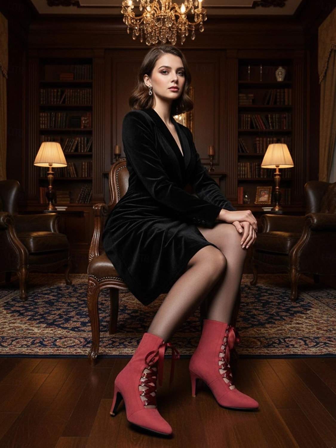 Femmes Bottes Rétro Soirée Quotidien Bottines À lacets Stiletto Bout Pointu Élégant ancien Faux Cuir À lacets Noir Rouge Bordeaux Marron de 2025 ? $54.99 –P1