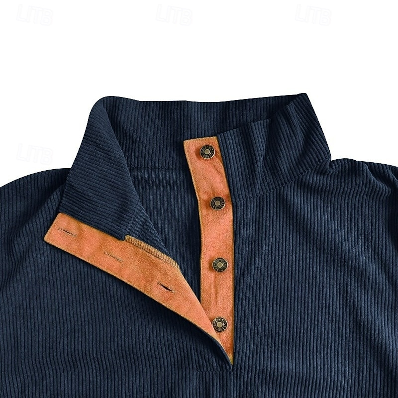 Per uomo Maglia Velluto a coste Felpa con cappuccio Maglione Felpa con cappuccio abbottonata Aalbicocca Blu denim Nero Bianco Verde militare Colletto Mao Semplice Patchwork Blocco di colore Sport del 2025 a $23.99 –P11