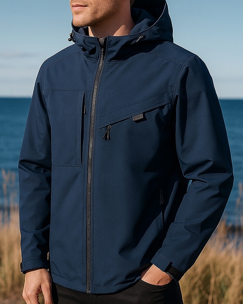Men's Windbreaker Softshell Jacket Hiking Jacket Outdoor Waterproof Windproof Hiking Outfits Hiking Clothes Spring Autumn / Fall Top Fishing Camping / Hiking / Caving Running Solid Color Black Army 2026 - $53.99 –P7