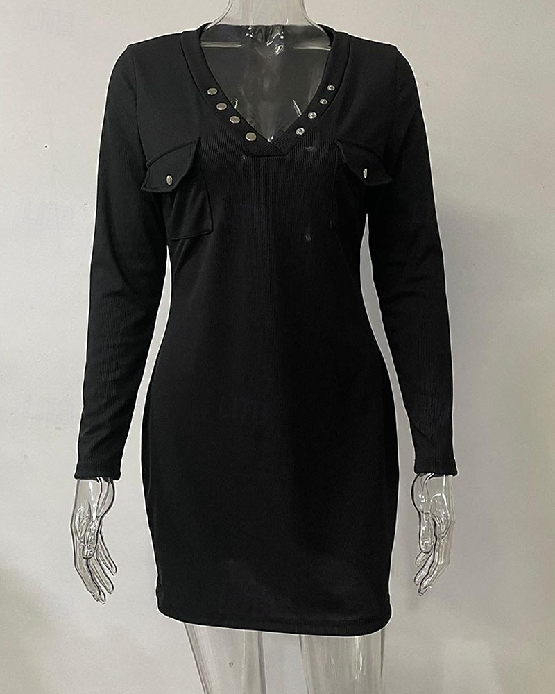 Γυναικεία Μίνι φόρεμα Μαύρο φόρεμα Κοκτέιλ Φόρεμα Εφαρμοστό Επίσημο ένδυμα Μοντέρνα Διακοπές Εξόδου Σαββατοκύριακο Κανονικό Σκέτο Μακρυμάνικο Λαιμόκοψη V Μαύρο Λευκό Ανθισμένο Ροζ Χακί 2025 - $25.19 –P2