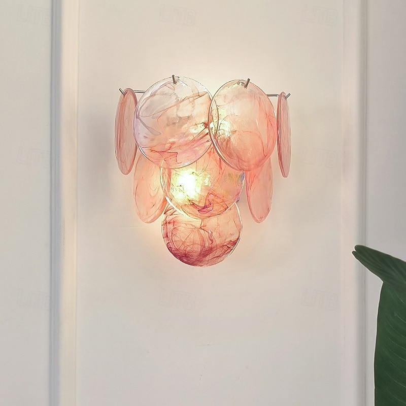 настенный светильник с дисками из розового муранского стекла 2025 - $245.59 –P6