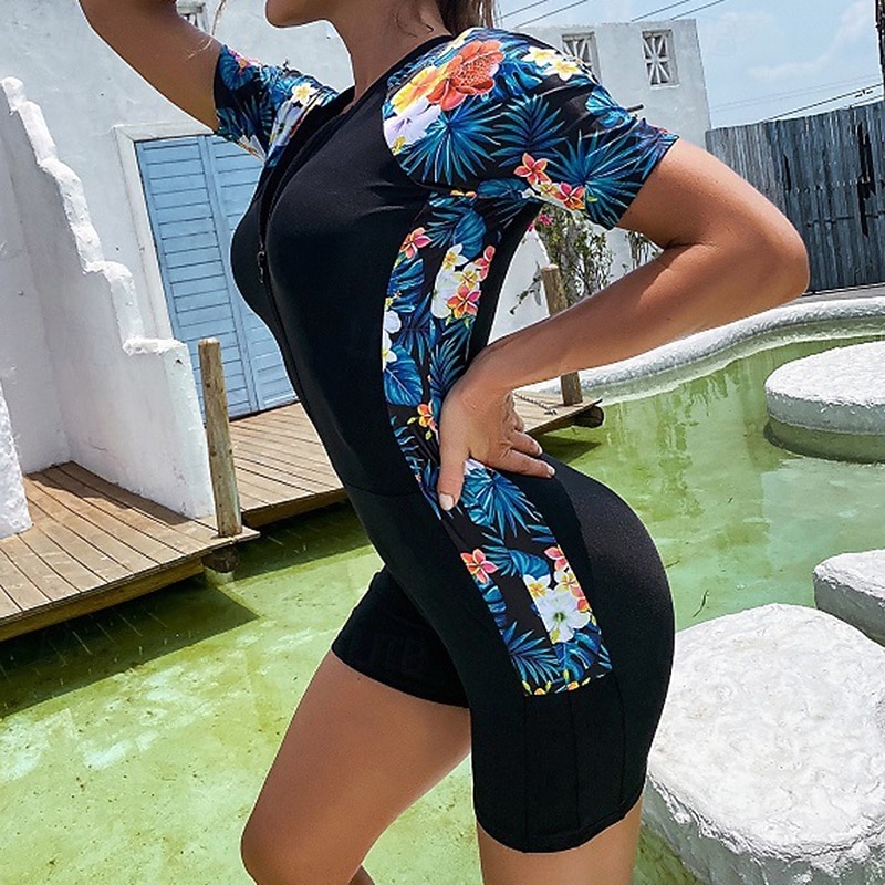 Pentru femei Costume de baie pentru tot corpul Costum Scufundări din Piele UPF50+ Uscare rapidă Înaltă Elasticitate Manșon scurt Costume de Baie Fermoar Față Înot Scufundare Surfing Snorkeling Peteci 2025 - $28.99 –P2