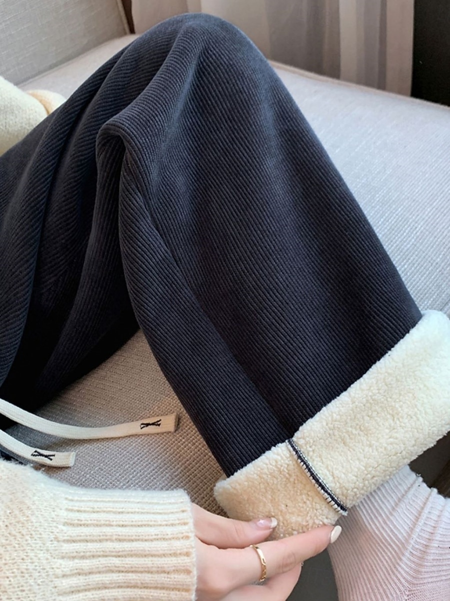 Per donna Pantaloni da tuta Pantaloni in Pile Gamba larga Moda Essenziale Casual Lunghezza intera Vita Alta Semplice Tasca Fascia Elastica Comodo Morbido Confortevole Elasticizzato All'aperto del 2025 a $24.99 –P3