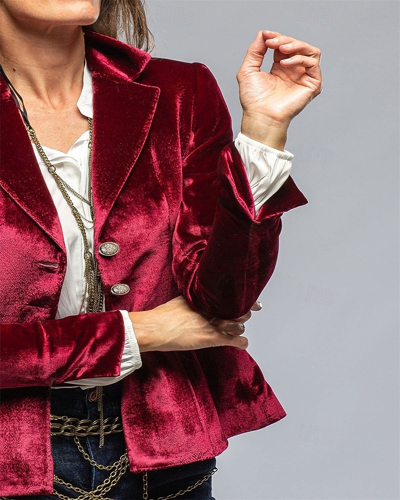 Damskie Marynarka Aksamitne marynarki Wygodny Kieszeń Guziki Elegancja Moda Na zewnątrz Równina Wyjściowe Codzienne Weekend Guziki jednorzędowe Regularny Klapa Regularny Długi rękaw Odzież wierzchnia 2026 - $28.99 –P3