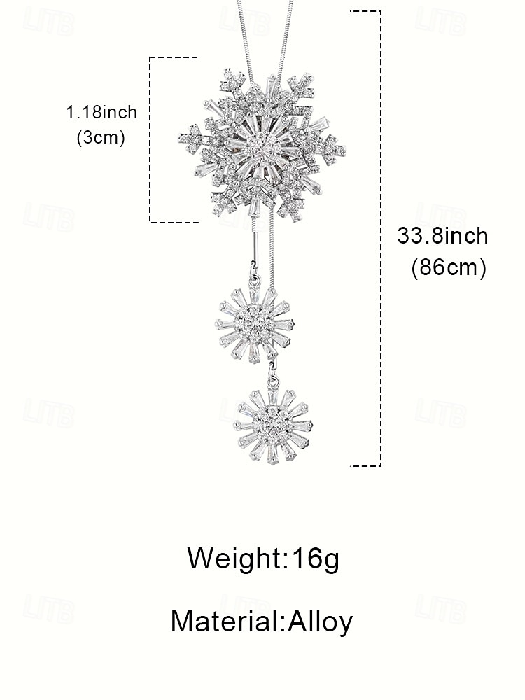 Женское ожерелье с подвеской в виде снежинки – элегантное длинное цепочное украшение с кристаллами для женщин, зимняя мода и рождественский подарок 2026 - $11.99 –P7