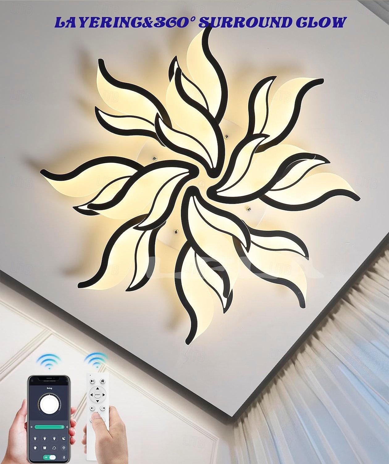 3-luz 5-luz 60/68/78/90/100 cm Regulável Design de Cluster Luzes de Tecto Metal Acrílico Multi Camadas Estilo Artístico Estilo Moderno Acabamentos Pintados Preto LED Moderno 110-120V 220-240V de 2026 por $292.19 –P3