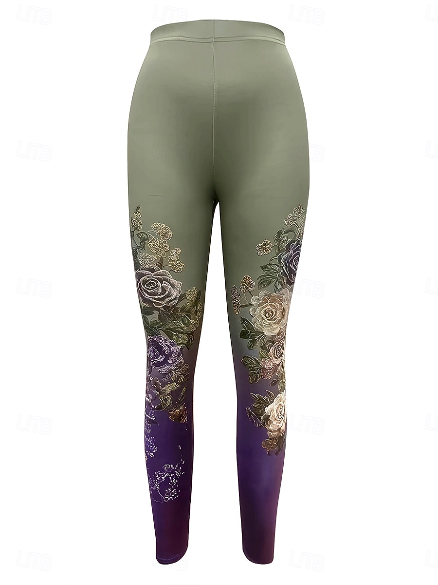 Damen Stoffhosen Leggings Gemütliche Leggings Urlaub Vintage Streetwear Volle Länge Natürliche Taille Blumen Grafik Blume Bestickt Tasche Elastischer Bund Bequem Außenbereich Outdoor Streetwear Urlaub 2026 - $21.99 –P4