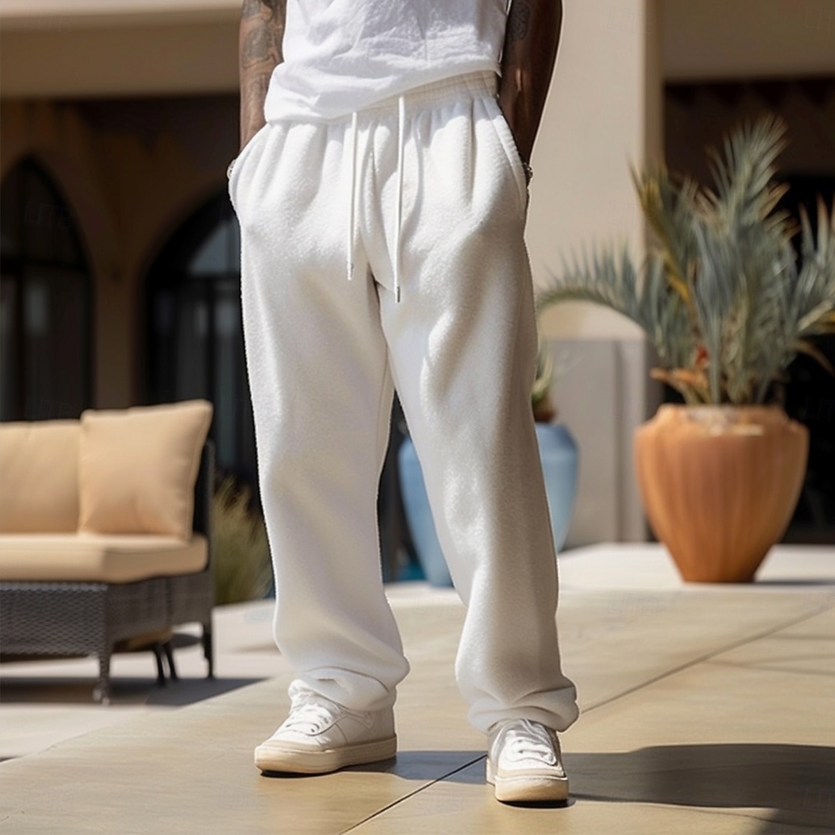 Herren Jogginghose Fleecehose Jogginghose mit weitem Bein Sporthose Hose Kordelzug Elastischer Bund Einfach Feuchtigkeitsableitend Atmungsaktiv Volle Länge Sport im Freien Lässig Täglich Urlaub Mode 2025 - $18.99 –P1