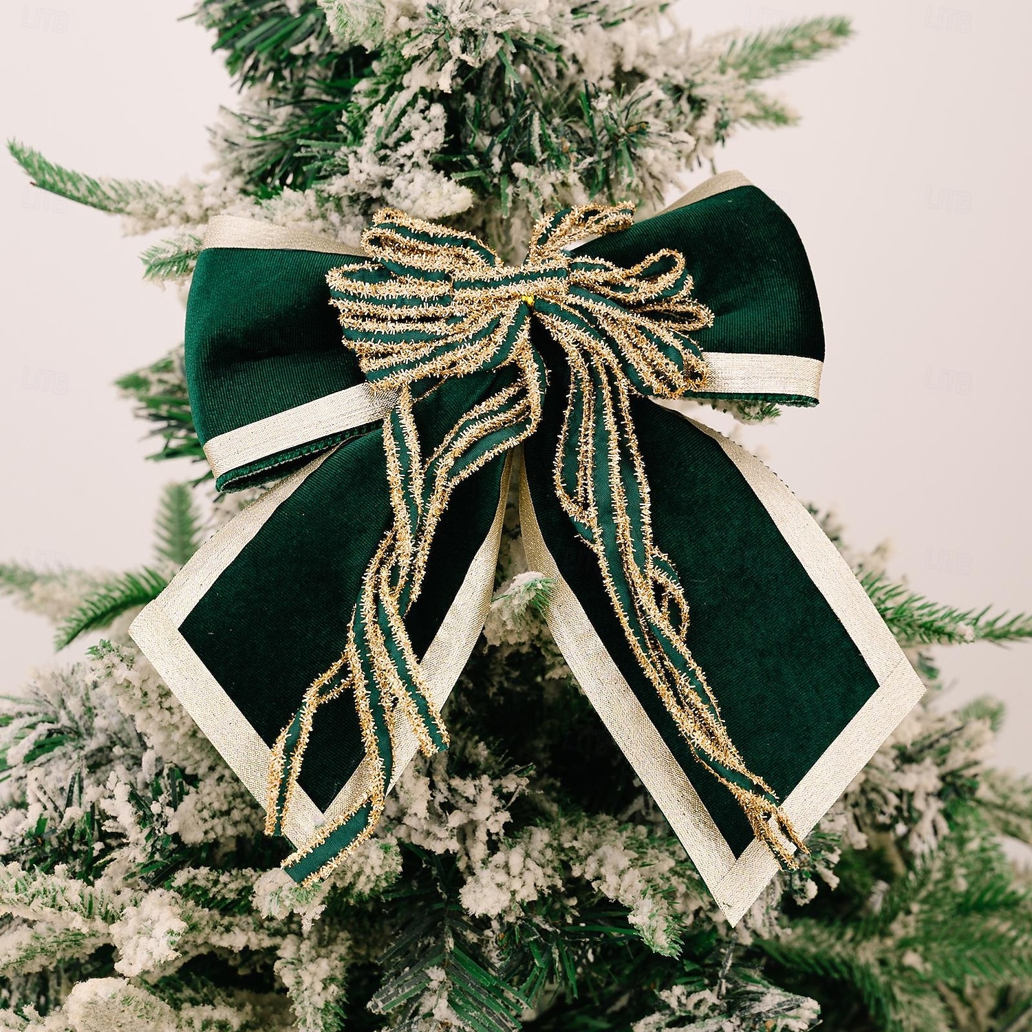 קישוטי קשת לחג המולד, קשתות קטיפה גדולות ומפוארות עם גימור זהב לקישוט עץ חג המולד, קישוטי חג המולד פנימיים וחיצוניים 2025 - $9.99 –P6