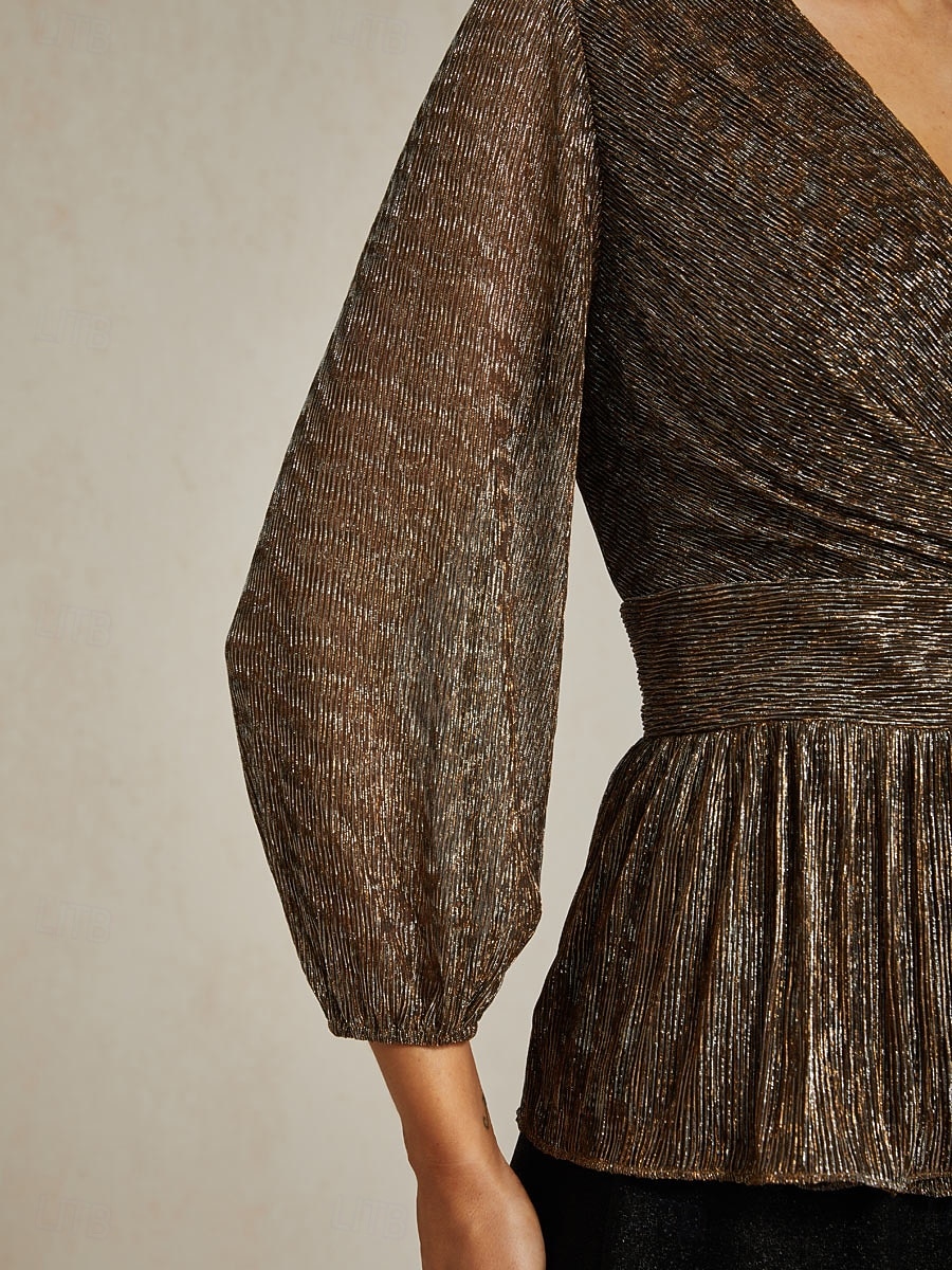 Per donna Top avvolgenti Camicetta trasparente Top Eleganti Elegante Festa Manica Lunga Manica a Lanterna Scollo a V Top Regolari Ospite di nozze Abbigliamento da sera Semi-Formale Pieghettato del 2025 a $81.99 –P6