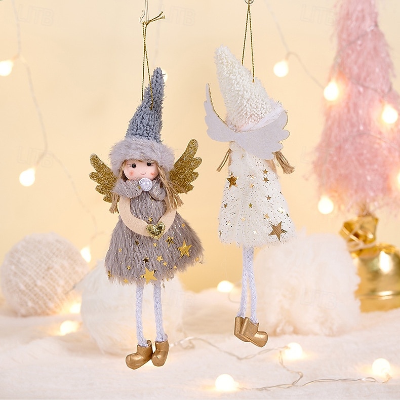 3 ks vánočních andělských ozdob, závěsné dekorace andělů z sobích parohů, figurky růžových okřídlených andělských dívek, malé ozdoby na stromeček, sváteční dekorace 2025 - $16.99 –P10