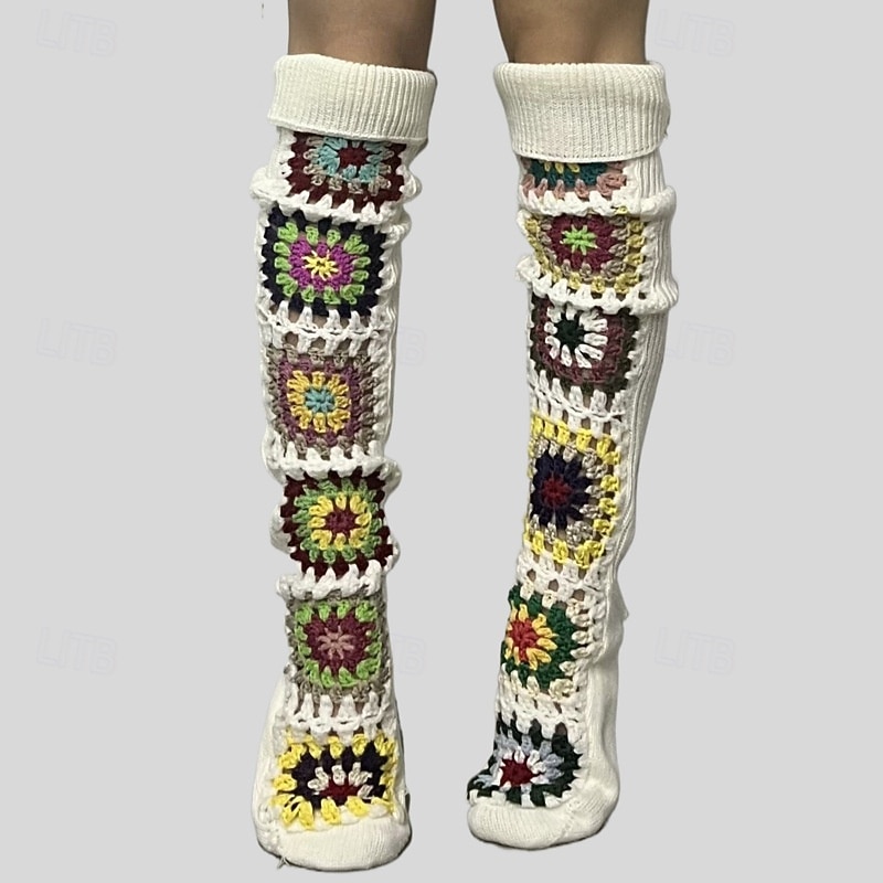 Dames Knie Hoge Sokken Kousen Buiten Feestdagen Bloem Polyesteri Basic Casual Elastisch Warm 1 paar 2026 - $19.99 –P9
