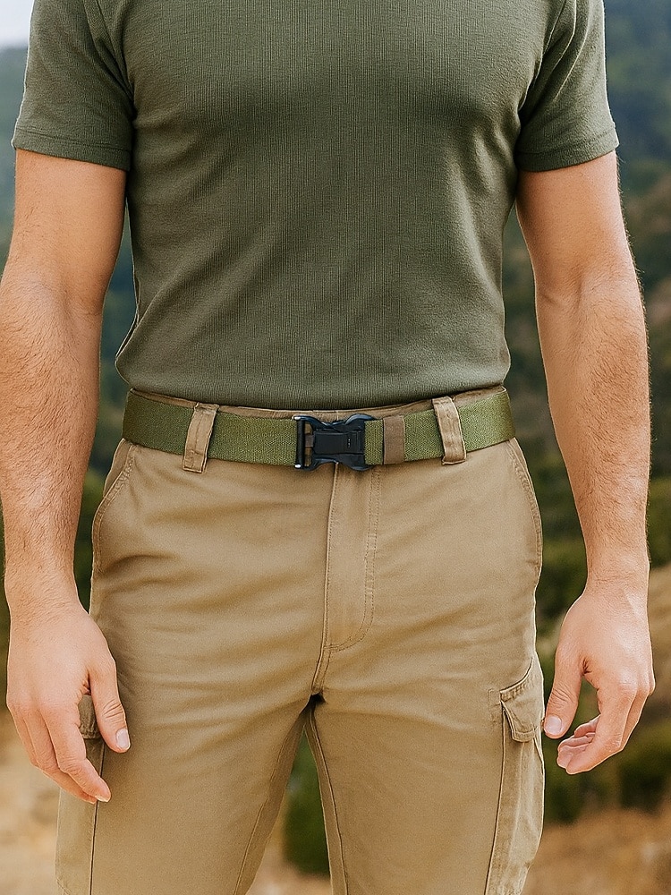 Ceinture tactique en nylon élastique pour homme avec boucle à dégagement rapide, ceinture en sangle réglable de style militaire pour la randonnée en plein air, le travail et le port quotidien de 2025 ? $14.99 –P2