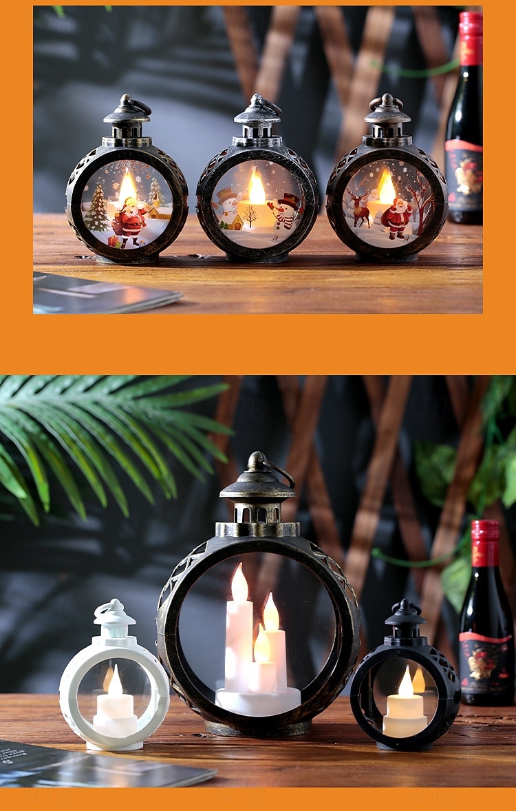 1 Pc large 23 * 17CM Christmas retro handheld light LED electronic candle light showcase desktop decoration ornament light AAA battery 2025 - CAD $12.99 –P6