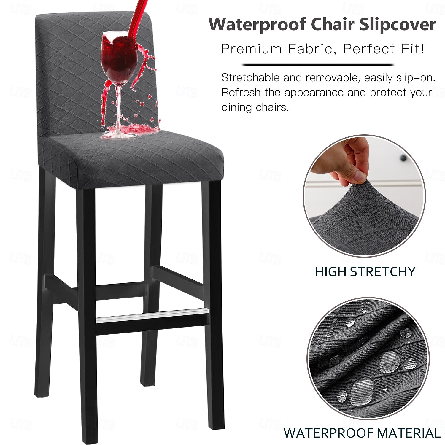 водонепроницаемые чехлы для стульев-табуретов, чехлы для стульев из спандекса с ромбовидным жаккардом, универсальные всесезонные чехлы для стульев для банкетов, свадеб и домашнего декора 2026 - $8.99 –P3