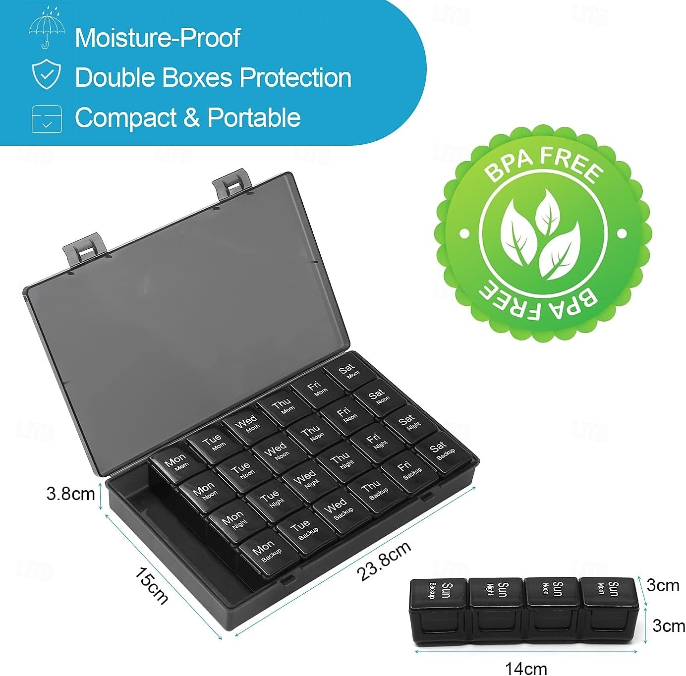 Pastillero mensual 28 días, pastillero, organizador de medicamentos, organizado por semana, pastillero grande de 4 semanas con estuche a prueba de polvo para aceites de pescado, vitaminas, suplementos 2026 - $19.99 –P4