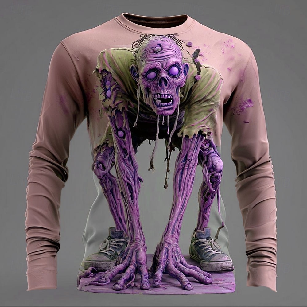 Mindszentek napja Férfi Zombik 3D Póló Hosszú ujj póló 3D nyomtatás Terített nyak Ing Divat Túlzott Utca Hétköznapi Napi Arcpír rózsaszín Medence Bíbor Nyár Tavasz Ősz Ruházat S M L XL XXL XXXL 4XL 2025 - $21.99 –P2