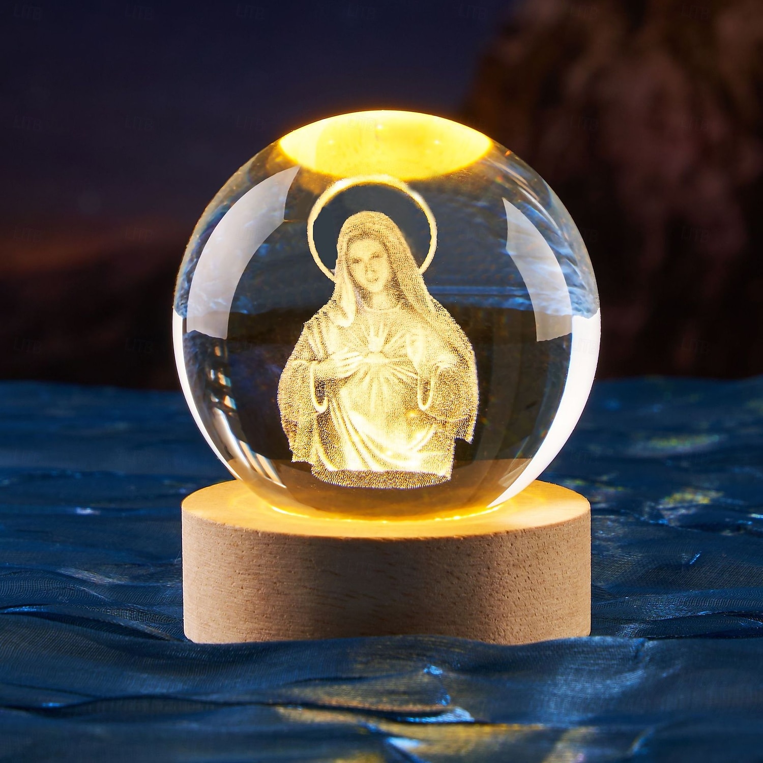 3D-Statue der Jungfrau Maria aus Kristall mit Holzsockel, lasergravierte Glaskugelstatue „Unsere Liebe Frau von Guadalupe“, 3D-Kristallkugel, Mutter Maria, christlich-katholische religiöse 2025 - $12.49 –P4