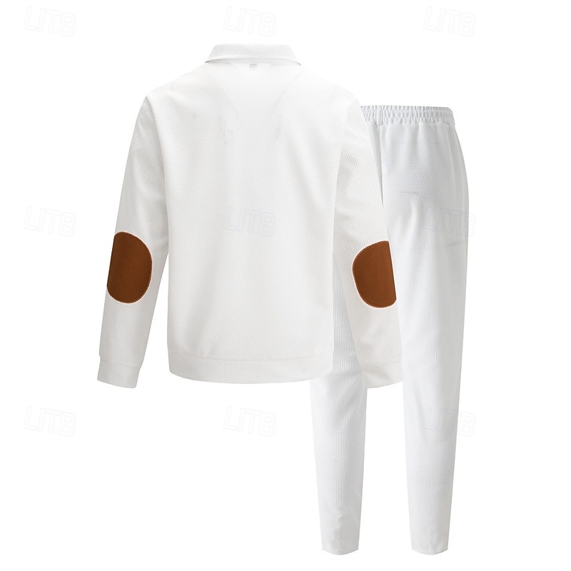 Herre Genser Joggedress Antrekkssett Høy krage utendørs Daglig Sport Snorer Lomme Fargeblokk Svart Hvit Kongeblå Polyester Sportsklær Mote Gatemote Vår 2026 - $46.99 –P12