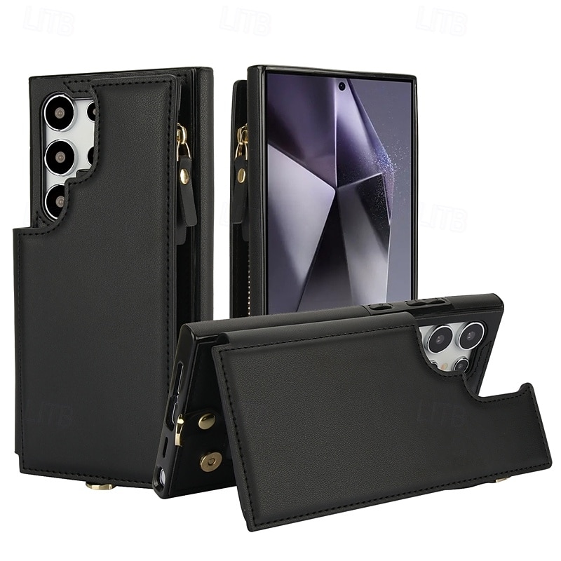 телефон Кейс для Назначение SSamsung Galaxy S25 S24 S23 S22 Плюс Ультра A16 A55 5G A14 A54 А53 A13 Кейс на заднюю панель с ремешком Откидная подножка Разъем для карты Ретро ТПУ Кожа PU 2025 - $19.99 –P1