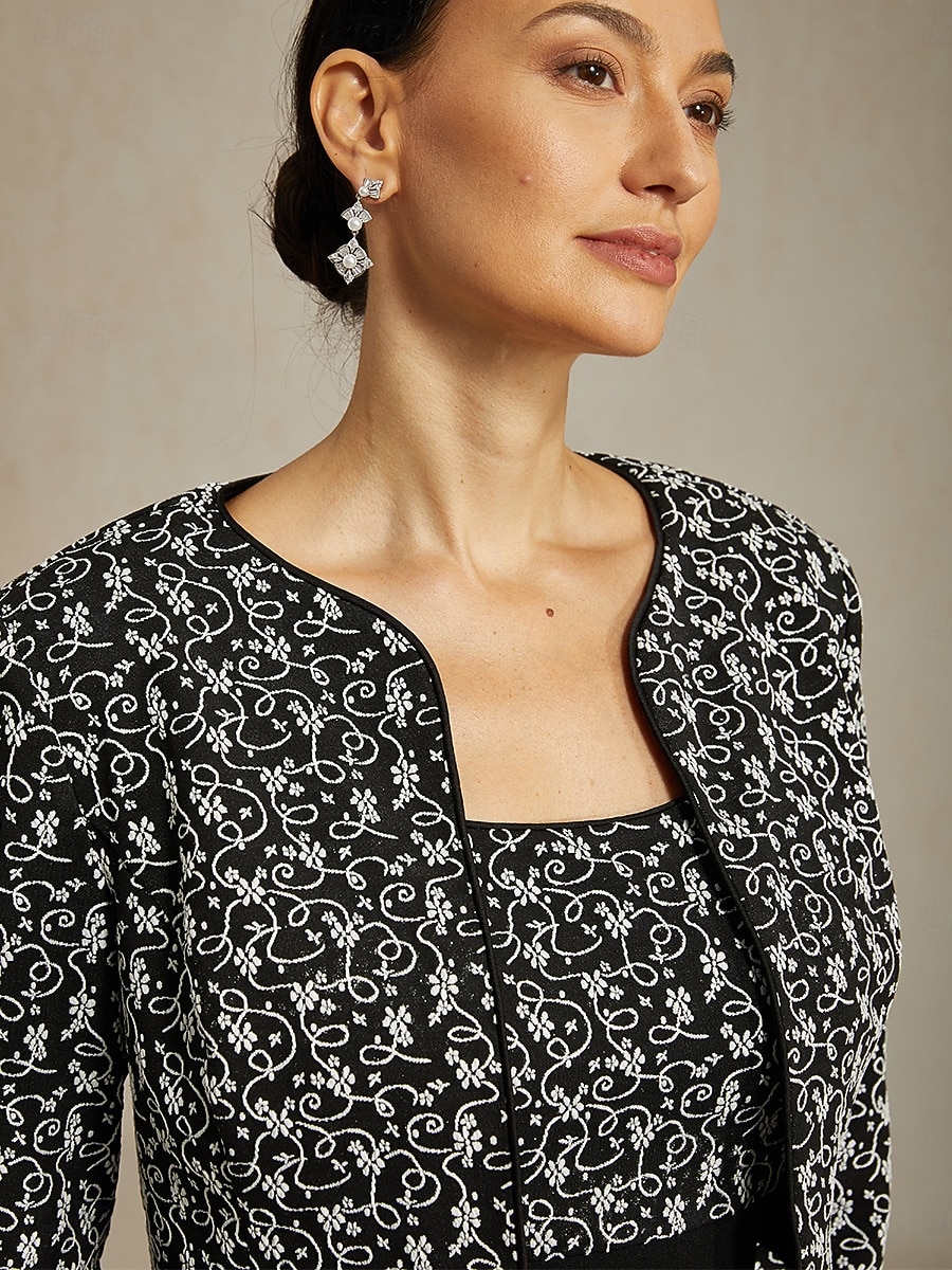 Mujer Vestido maxi Vestido tubo Elegante Formal Vestidos semi formales Fiesta de Noche Lentejuelas Encaje Ajuste regular Floral Manga Larga Cuello Barco Negro 2026 - $208.19 –P4