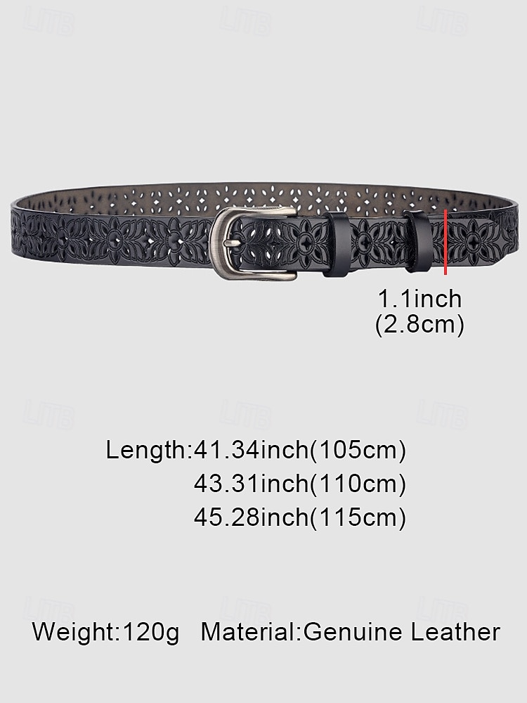 2025年 女性用本革ベルト - ヴィンテージの花柄彫刻デザイン、メタルバックル付き、ジーンズ、ドレス、カジュアルな服装に合うレトロなウエストアクセサリー  コレクション – $14.99 –P8